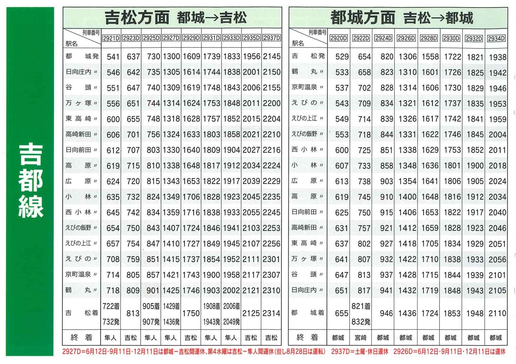吉 都 線 時刻 表